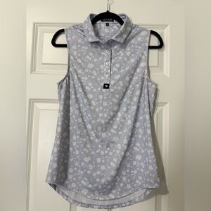 Bad Birdie Lavender Floral Sleeveless Polo Tank